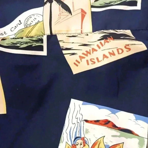 Vtg. K.A.D. Men's Hawaii Hawaiian black colors button down shirt. Medium - Picture 5 of 7